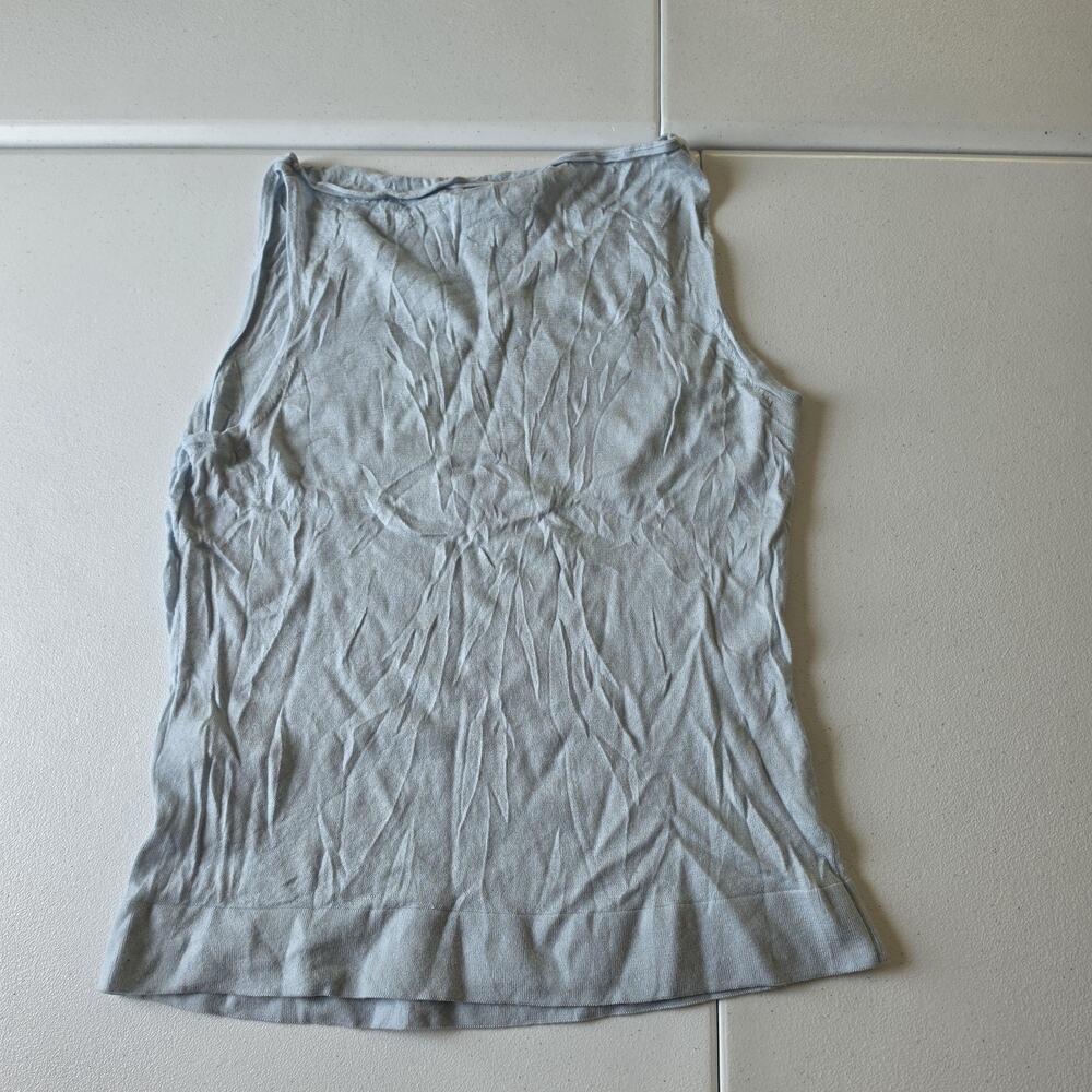 Banana Republic Sweater Womens Large Blue 100% Merino Wool Boat Neck Sleeveless